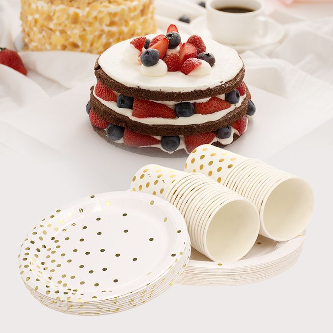 30pcs 9oz Paper Cups + 30pcs 7" Plates + 30pcs 9" Plates Set