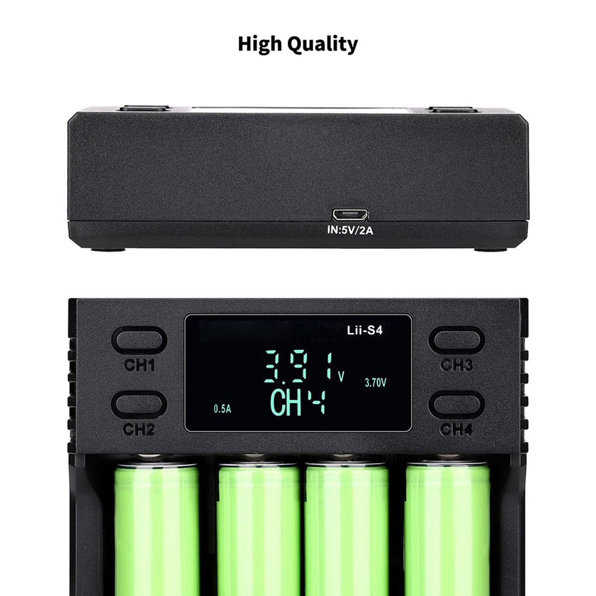 LII-S4 Battery Charger LCD 4 Slot for 26650 21700 18350 AA AA Lithium NiMH Battery Auto-polarity Detector Charger