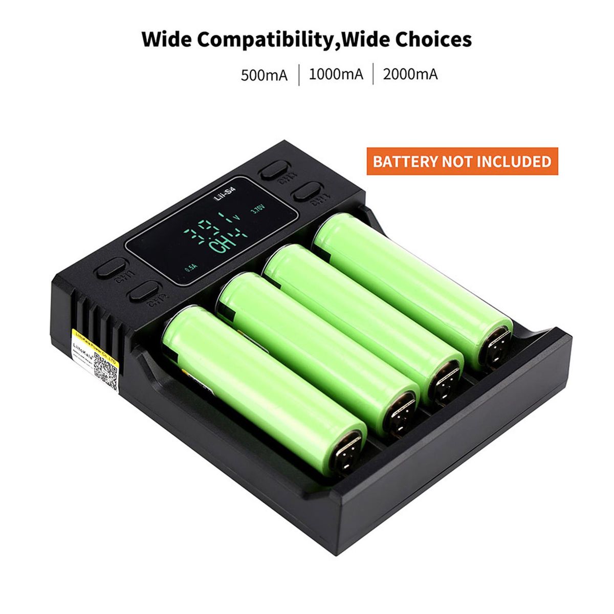 LII-S4 Battery Charger LCD 4 Slot for 26650 21700 18350 AA AA Lithium NiMH Battery Auto-polarity Detector Charger
