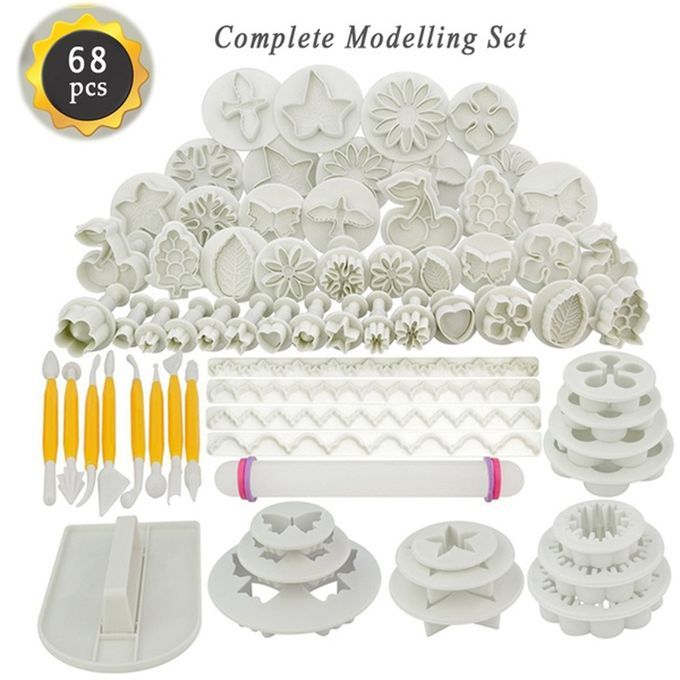 68pcs Cake Mold Set Plunger Fondant Cutter Cakes Biscute