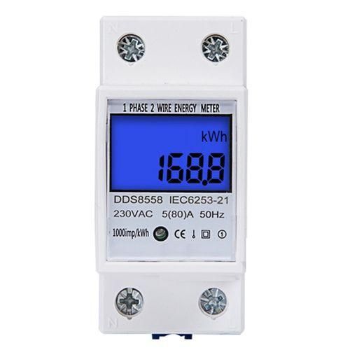 Din Rail KWh Meter 1 Phase 2 Wire LCD Digital