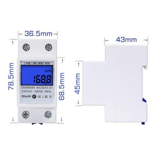 Din Rail KWh Meter 1 Phase 2 Wire LCD Digital