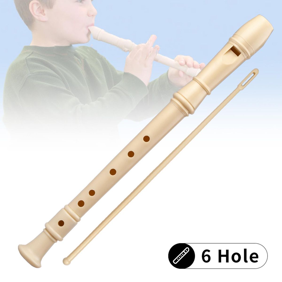 Plastic Soprano Recorder C Key Long Flute Instrument For 6 Hole