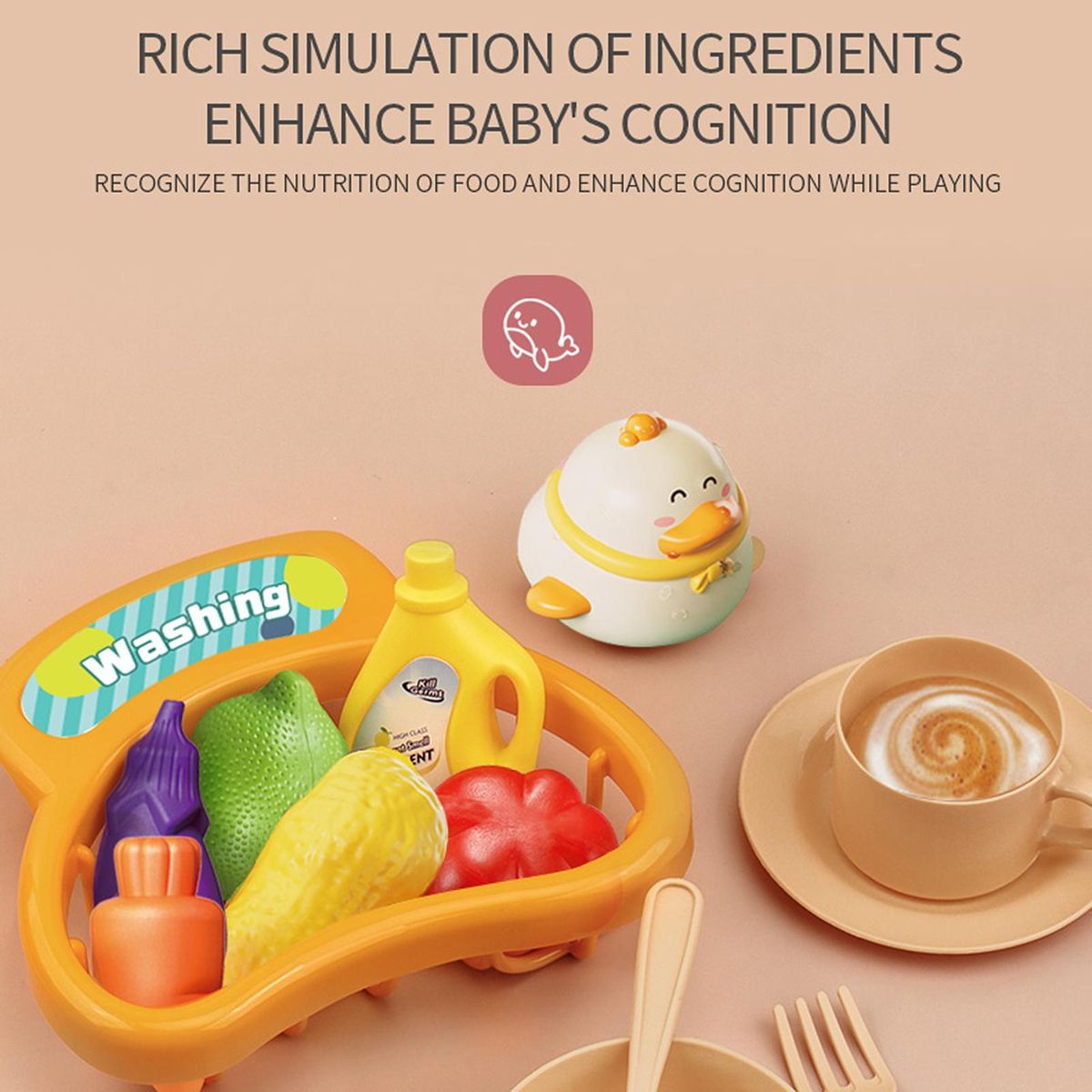 Multi-function Toddler Toy Sink 2-in-1 Kitchen Toys Electric Dishwasher with Running Water Pretend Role Play Toys for Kids with A Water Slide 22pcs Kitchen Accessories 180°Rotatable Water Faucet