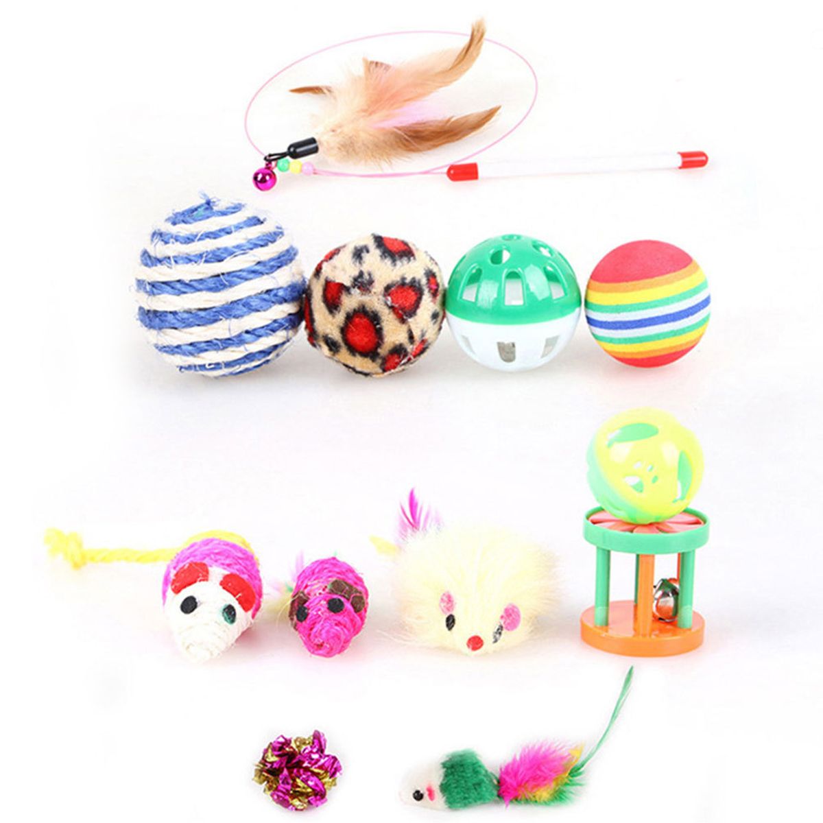 12PCS Cat Toy Interactive Pets Toys Variety Pack Set