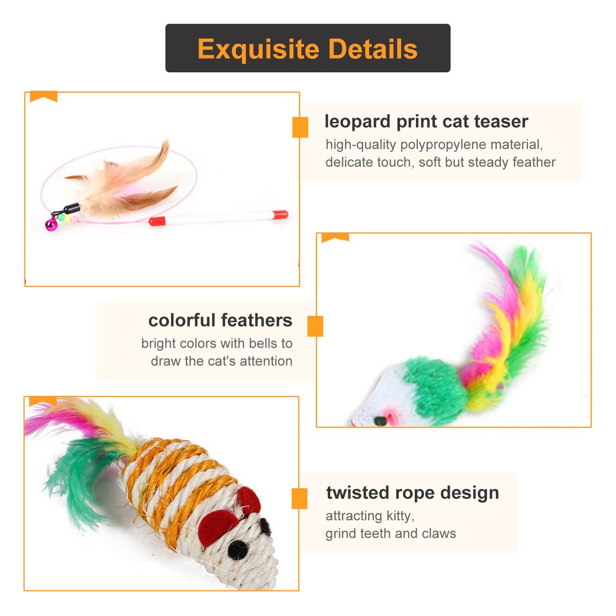 12PCS Cat Toy Interactive Pets Toys Variety Pack Set