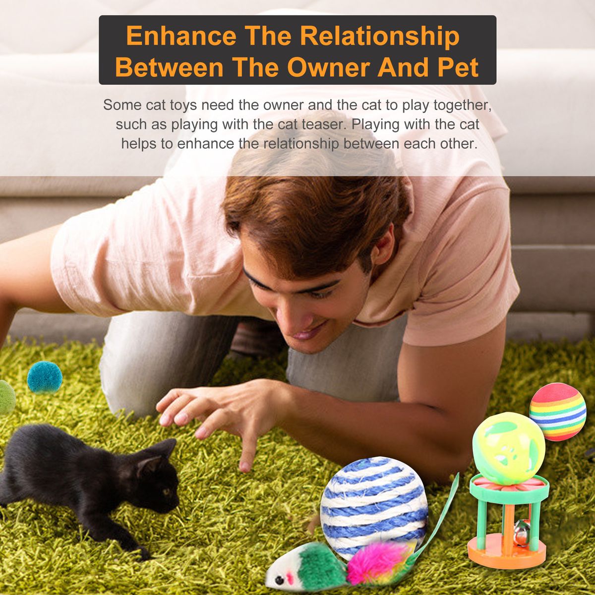 12PCS Cat Toy Interactive Pets Toys Variety Pack Set