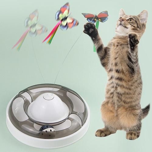 Creative Cat Toys Tease Cats Orbit Butterflies With Tracks Fly Cat Toys Colorful Butterfly Funny Dog Cat Toys Cat Supplies
