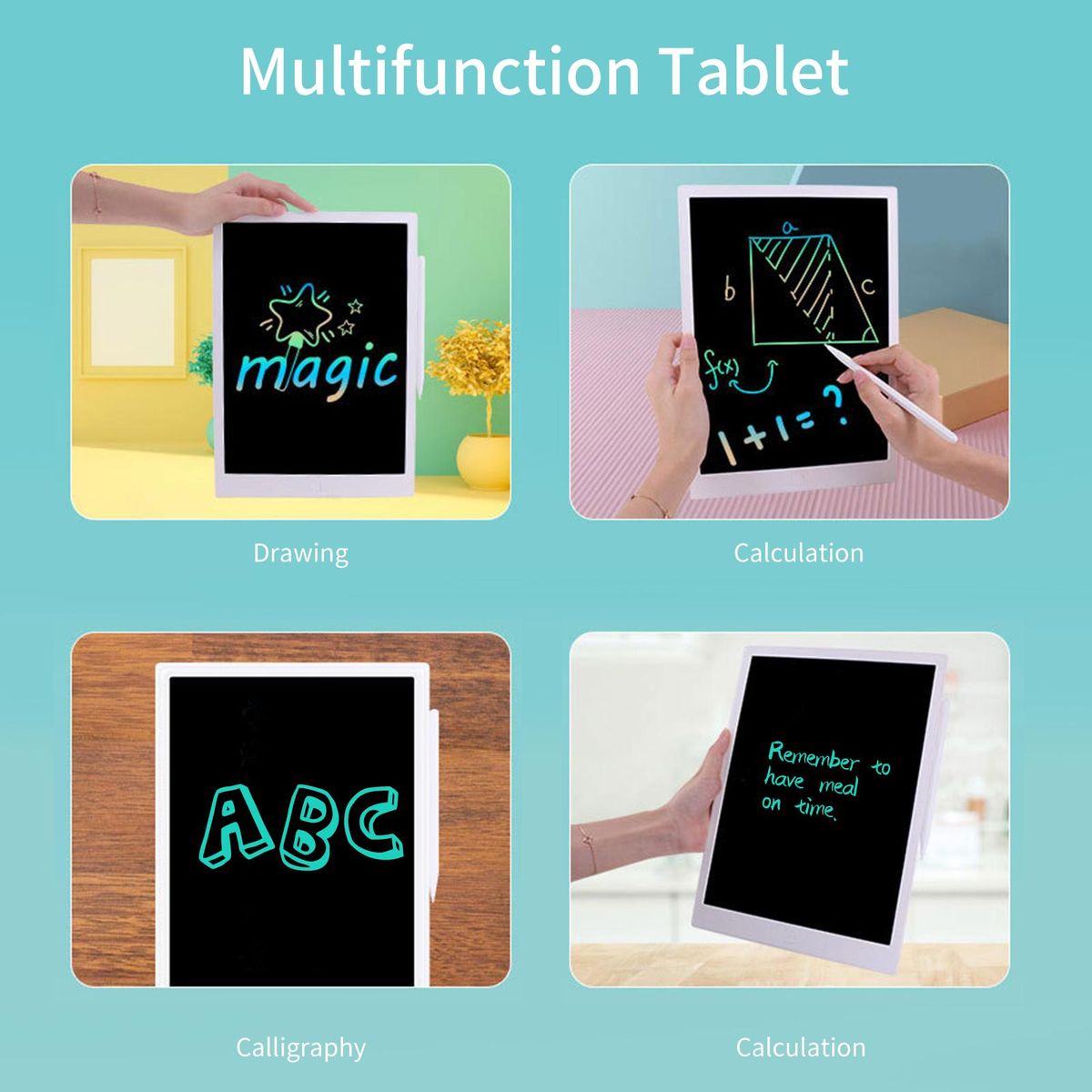 13 Inch LCD Writing Tablet Board Colorful Screen with Stylus Drawing Writing Taking Notes Leaving Messages for Toddlers Boys Girls & Adults White