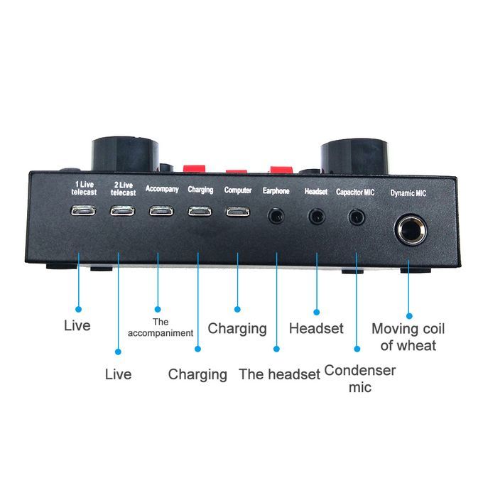 V8S Live Streaming Sound Adapter Phone Laptop Microphone