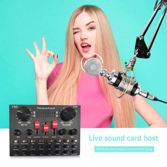 V8S Live Streaming Sound Adapter Phone Laptop Microphone