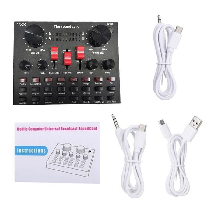 V8S Live Streaming Sound Adapter Phone Laptop Microphone
