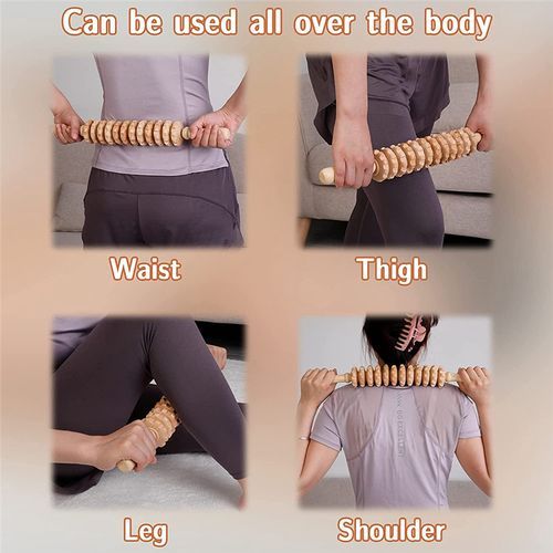 12 Rollers Wooden Massager Sticks Full Body Wood Therapy Massage Tools Muscle Pain Release
