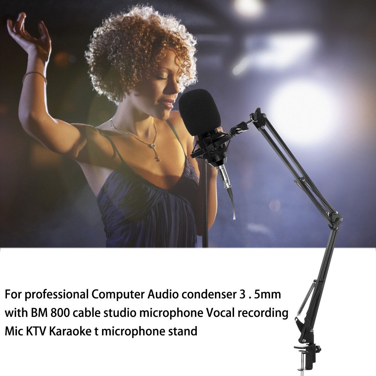 BM800 Condenser Microphone Mic Kit Live Studio Sound Recording Mount Boom Stand Blue