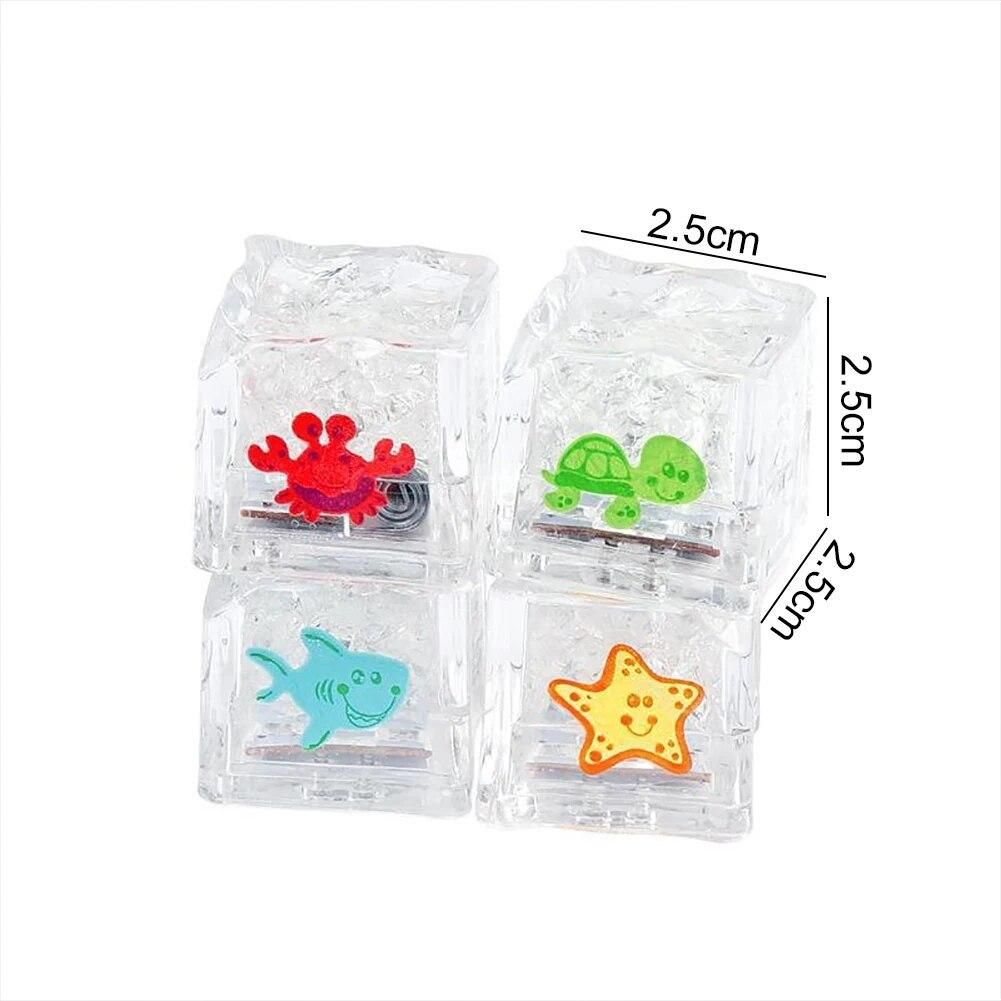 8pcs Flash Ice Cubes Decor Battery Powered LED Light Glowing Ice Cubes Toy Shower Bathtub Ice Toys for Festival Party Decoration