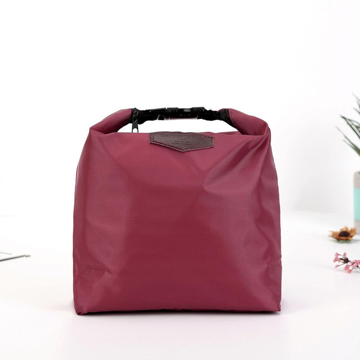 Insulated Lunch Bag School Students Thermal Bento Box Carrying Pouch Wine Red