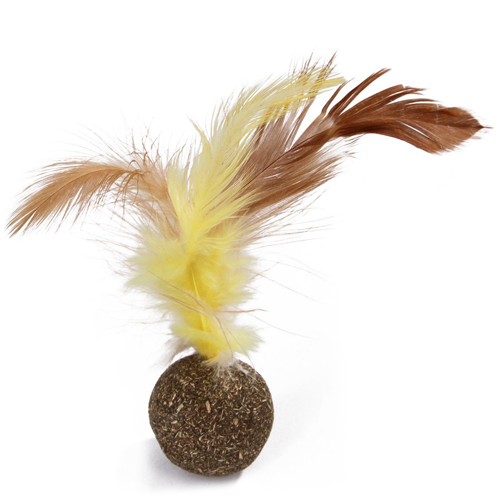 Natural Catnip Mint Cat Ball Cat Feather Treat Ball Toy Cat