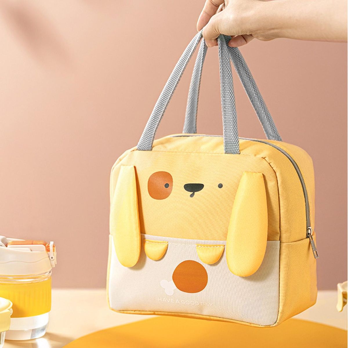Bento Bag Women Kids Thermal Food Picnic Lunch Box Bag Yellow