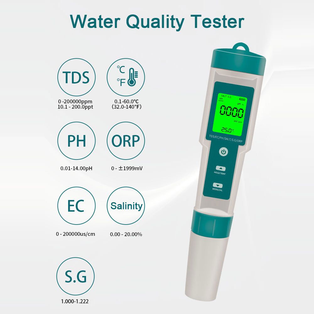 Multifunctional Digital 7 In 1 Water Quality Tester