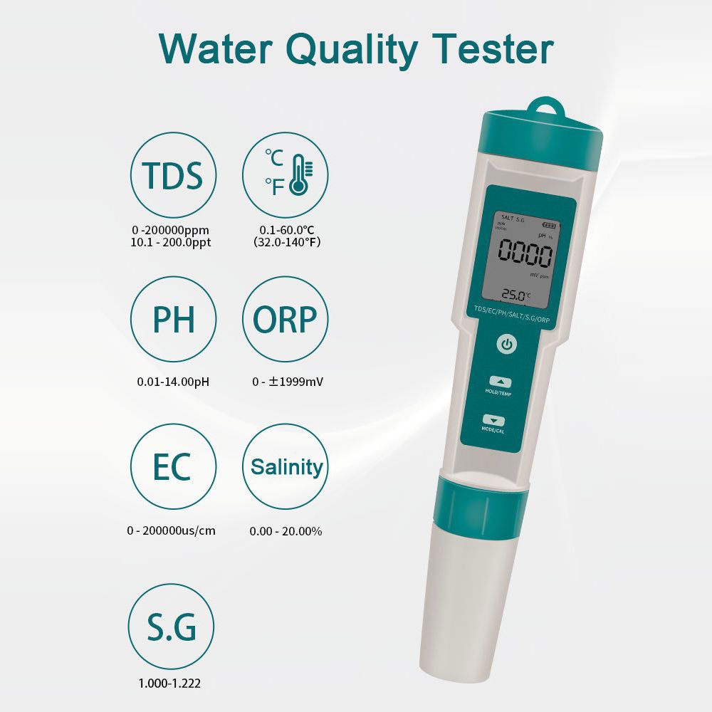 Multifunctional Digital 7 In 1 Water Quality Tester