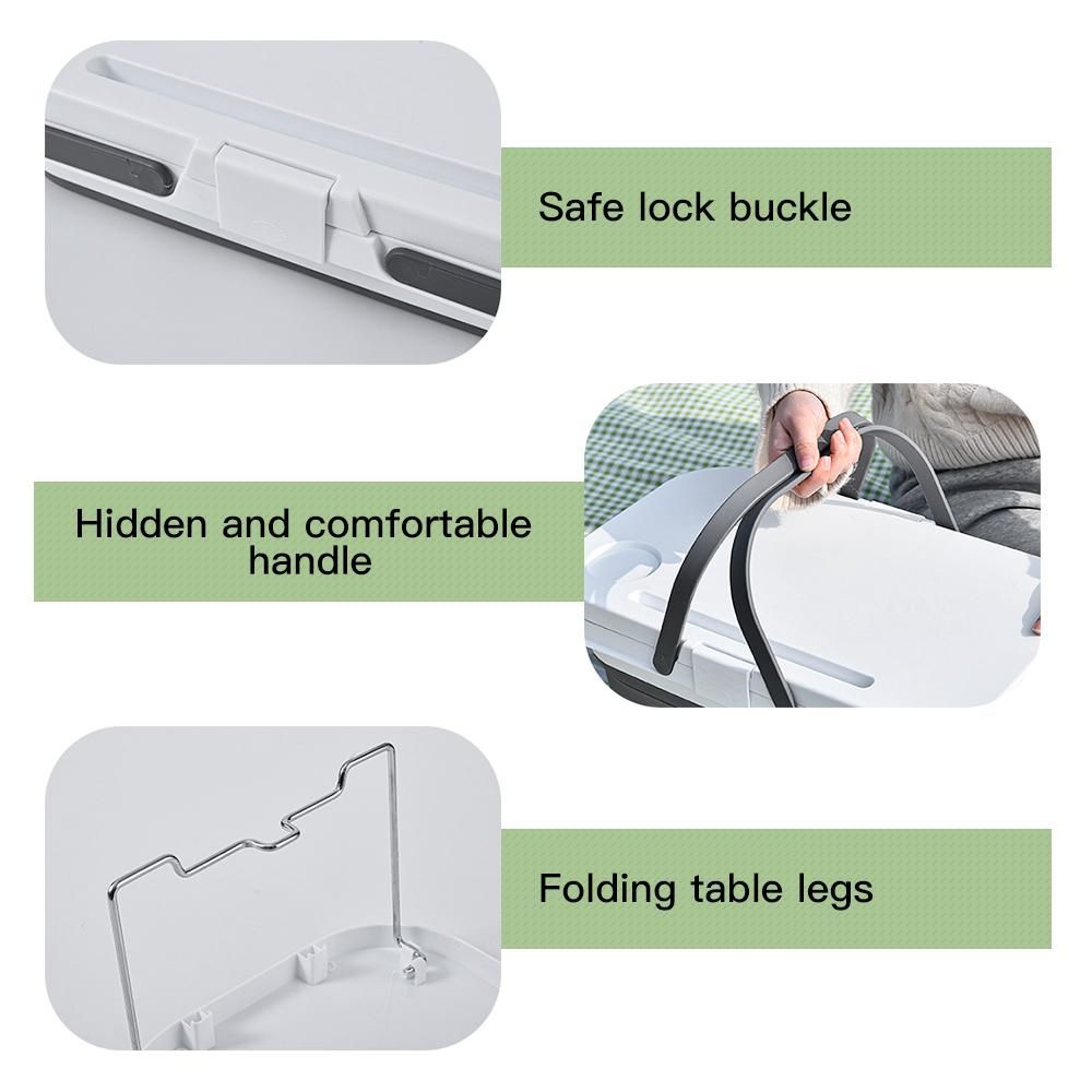 Multi-Function Foldable Picnic Basket Food Tray Table for Picnic Beach Camping Hiking Fishing BBQ