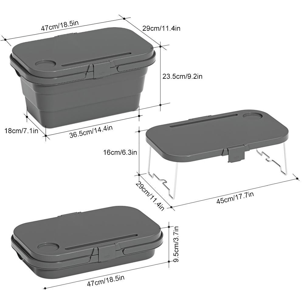 Multi-Function Foldable Picnic Basket Food Tray Table for Picnic Beach Camping Hiking Fishing BBQ