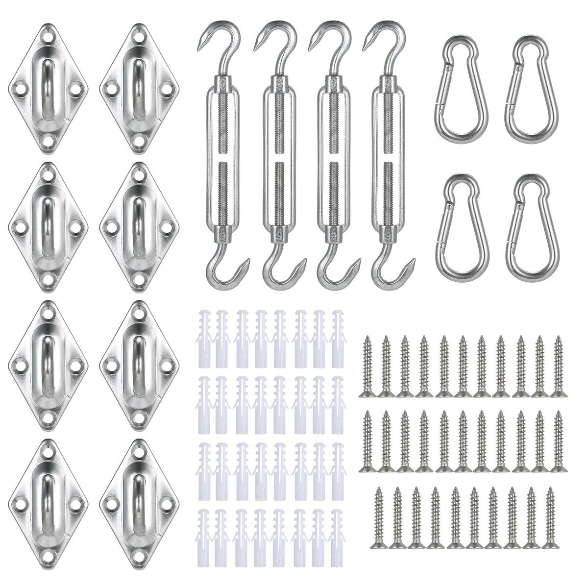 80PCS 5mm 5Inches S-un Shade Sail Hardware Kit Set For