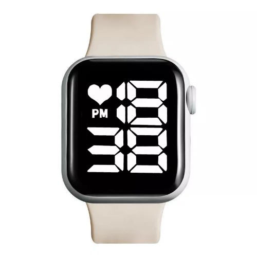 Unisex Cube White Display Digital Watch - Cream