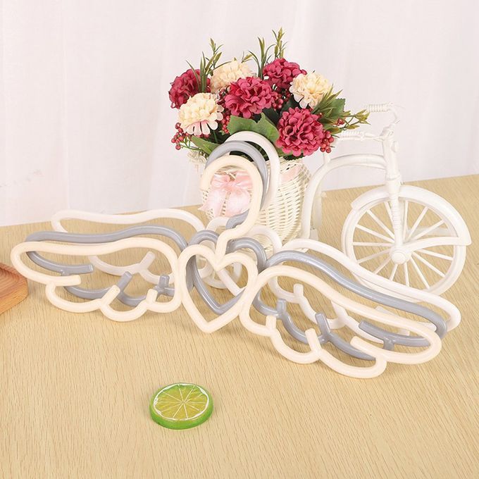 Household  Lothes Ra K Adult Multifun Tional Love Wings Hanger Beautiful An   Lothes Plasti  Hanger-white