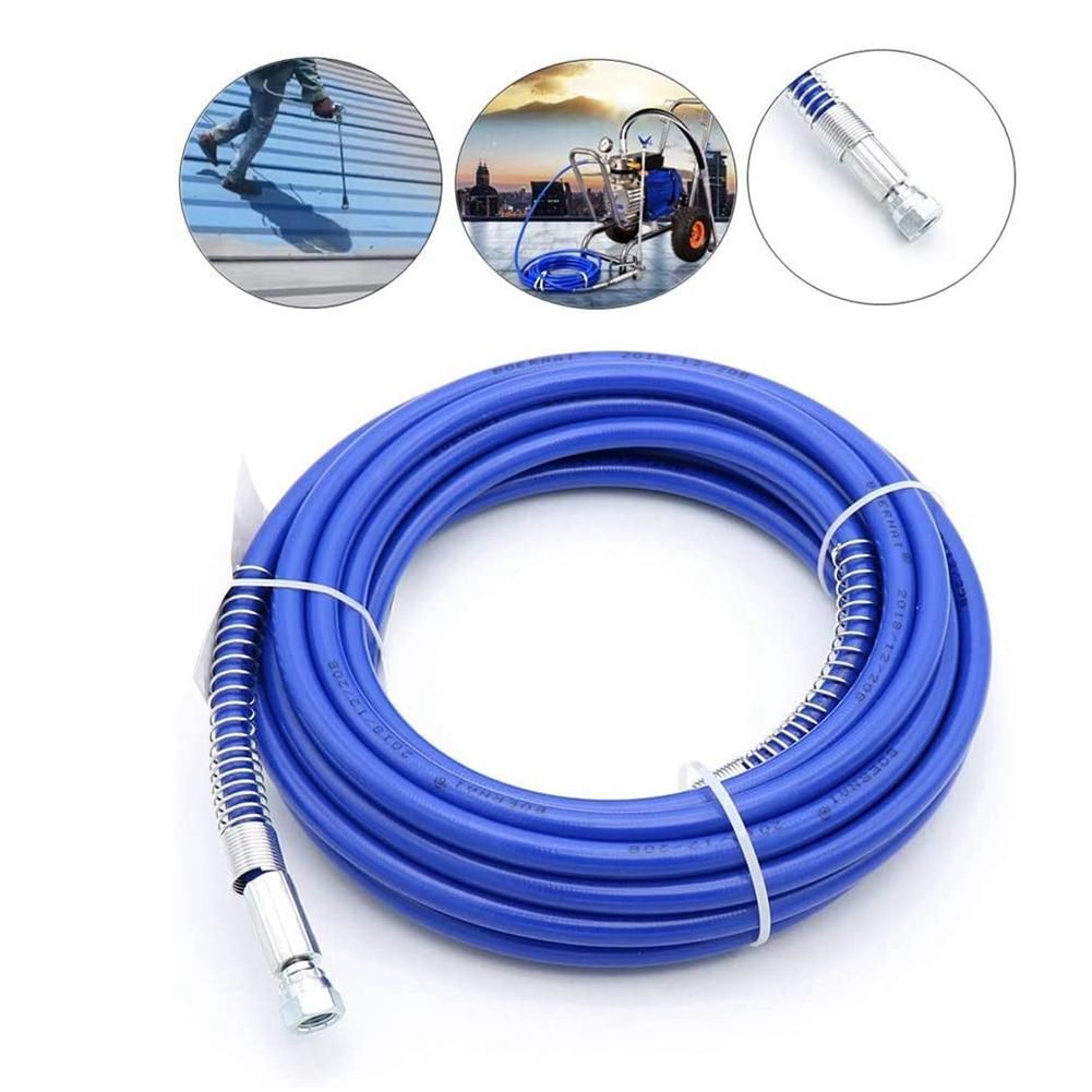 14Inch Airless Paint Spray Hose High Pressure Universal Paint Sprayer Flexible Fiber Tube 3300 25FT Blue