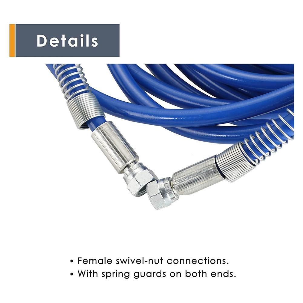 14Inch Airless Paint Spray Hose High Pressure Universal Paint Sprayer Flexible Fiber Tube 3300 25FT Blue