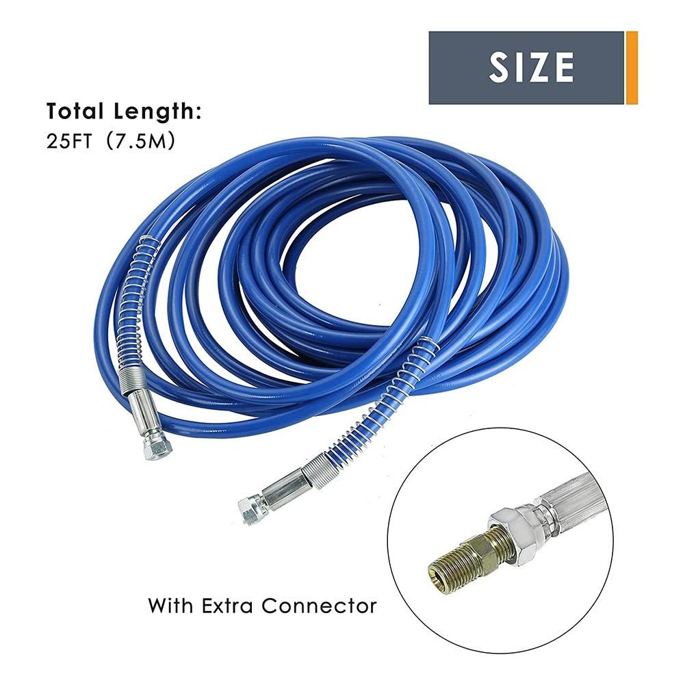 14Inch Airless Paint Spray Hose High Pressure Universal Paint Sprayer Flexible Fiber Tube 3300 25FT Blue