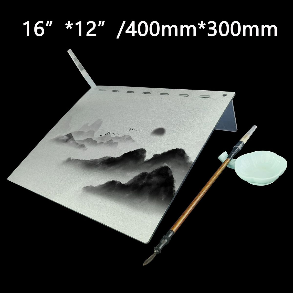 Reusable Water Drawing Board Buddha Writing Painting for Meditation Release Pressure Relaxation with Water   Brush & Stand Artist Supplies Board Reusable and Repeatable Gifts for Women or Men Kids 40x30cm/16x12in