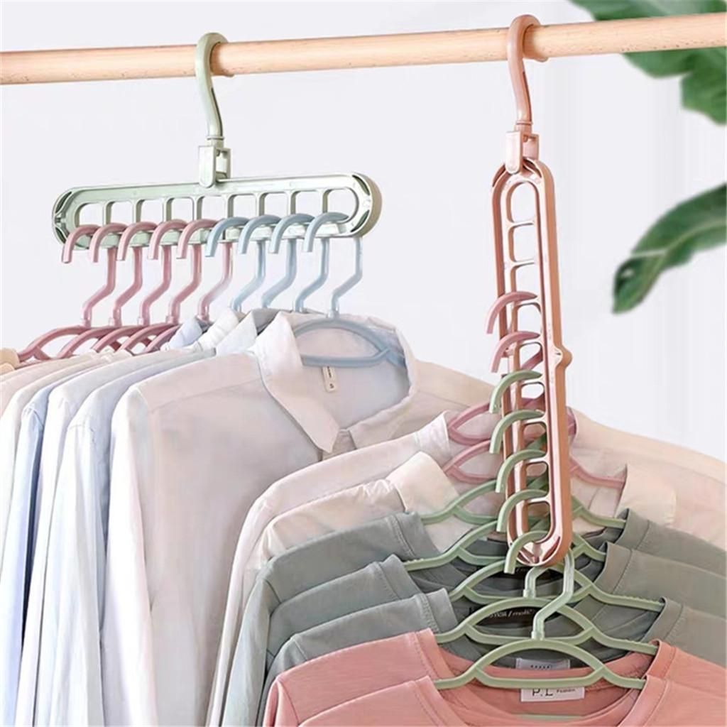 9 Hole Closet Clothes Magic Hangers Organizer Space Saving Gray Gray