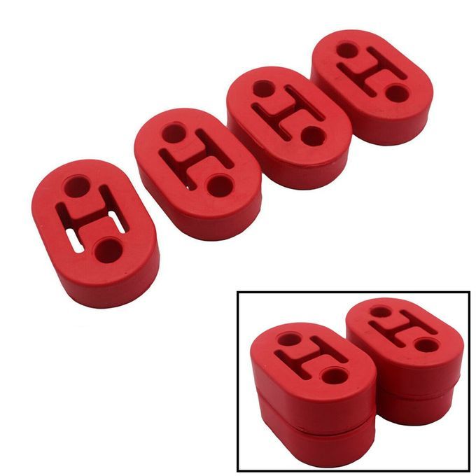 4pcs 12mm 2 Holes Performance Exhaust Hanger Single Red Heavy Duty