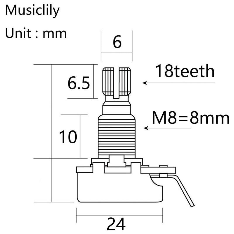 Shaft Full Metric Sized Control Pots A500K Audio Taper Potentiometers Pot for Electric Guitar Bass  4