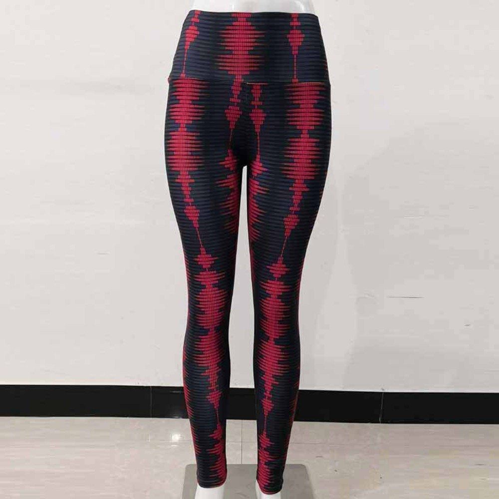 Red And Black Digital Printing Hip High Waist Leggings