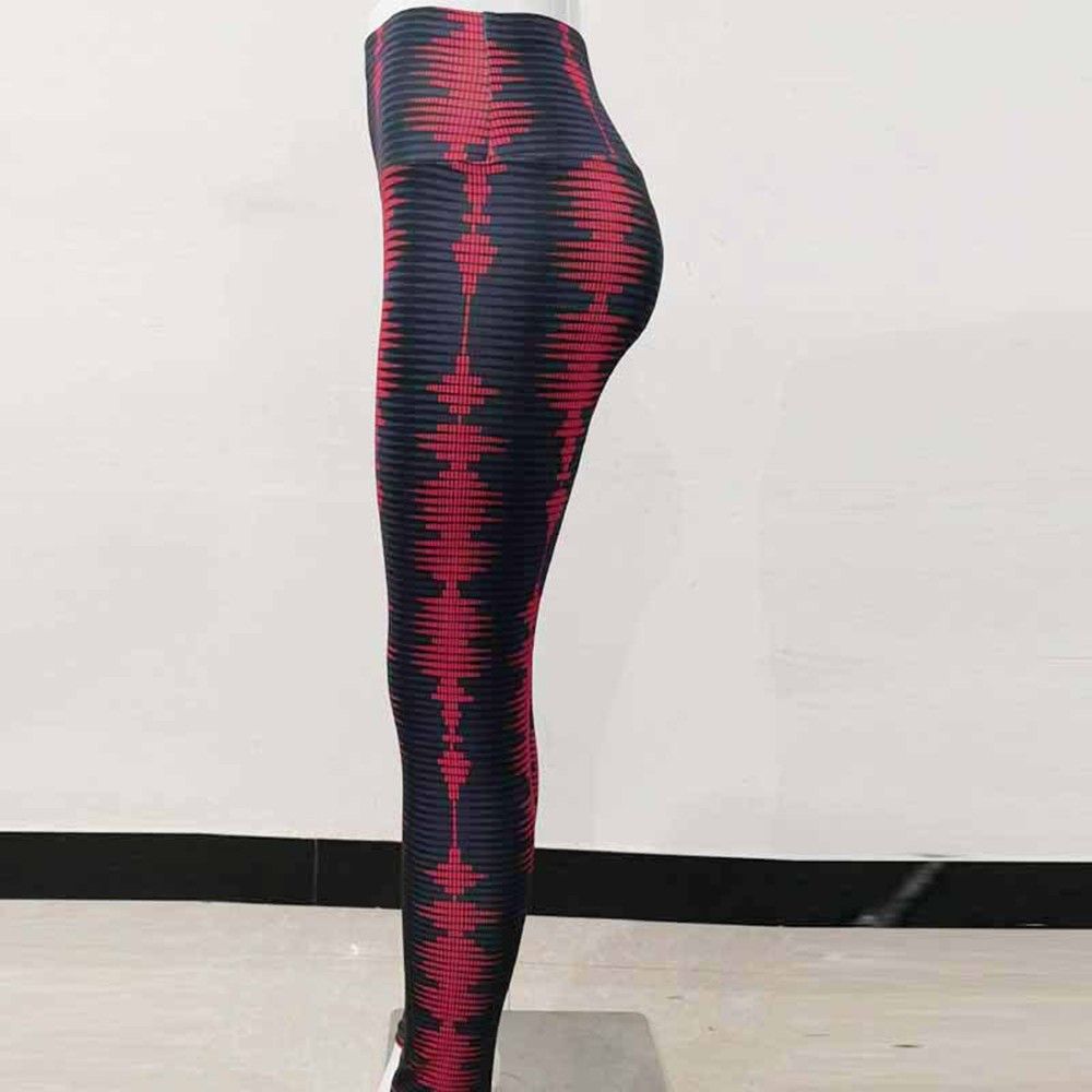 Red And Black Digital Printing Hip High Waist Leggings