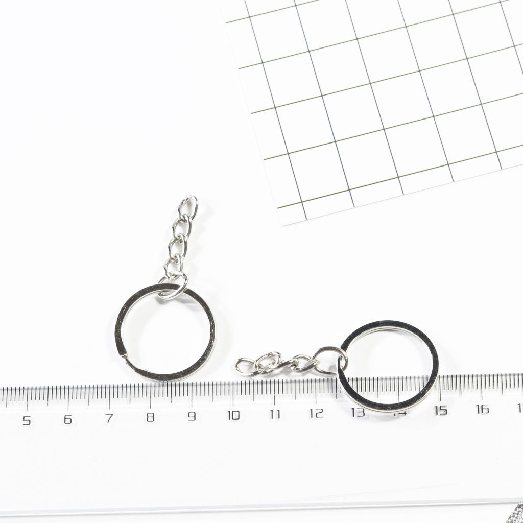 50Pc Split Key Rings With Chain Bulk For DIY Accessories Arts Crafts