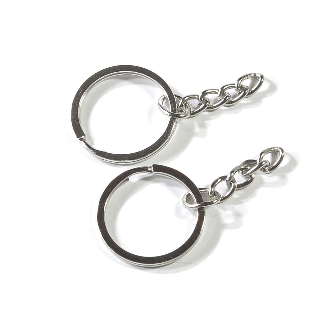 50Pc Split Key Rings With Chain Bulk For DIY Accessories Arts Crafts