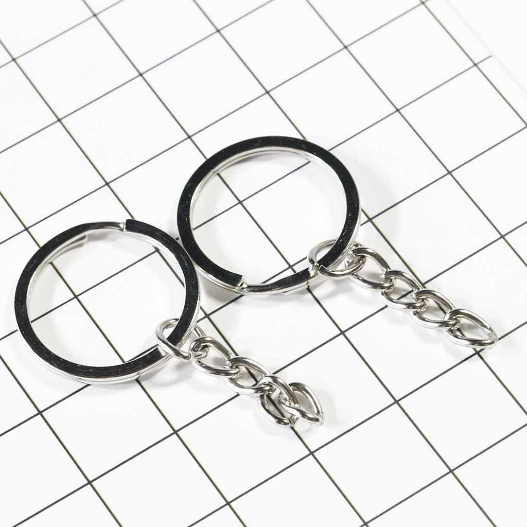 50Pc Split Key Rings With Chain Bulk For DIY Accessories Arts Crafts