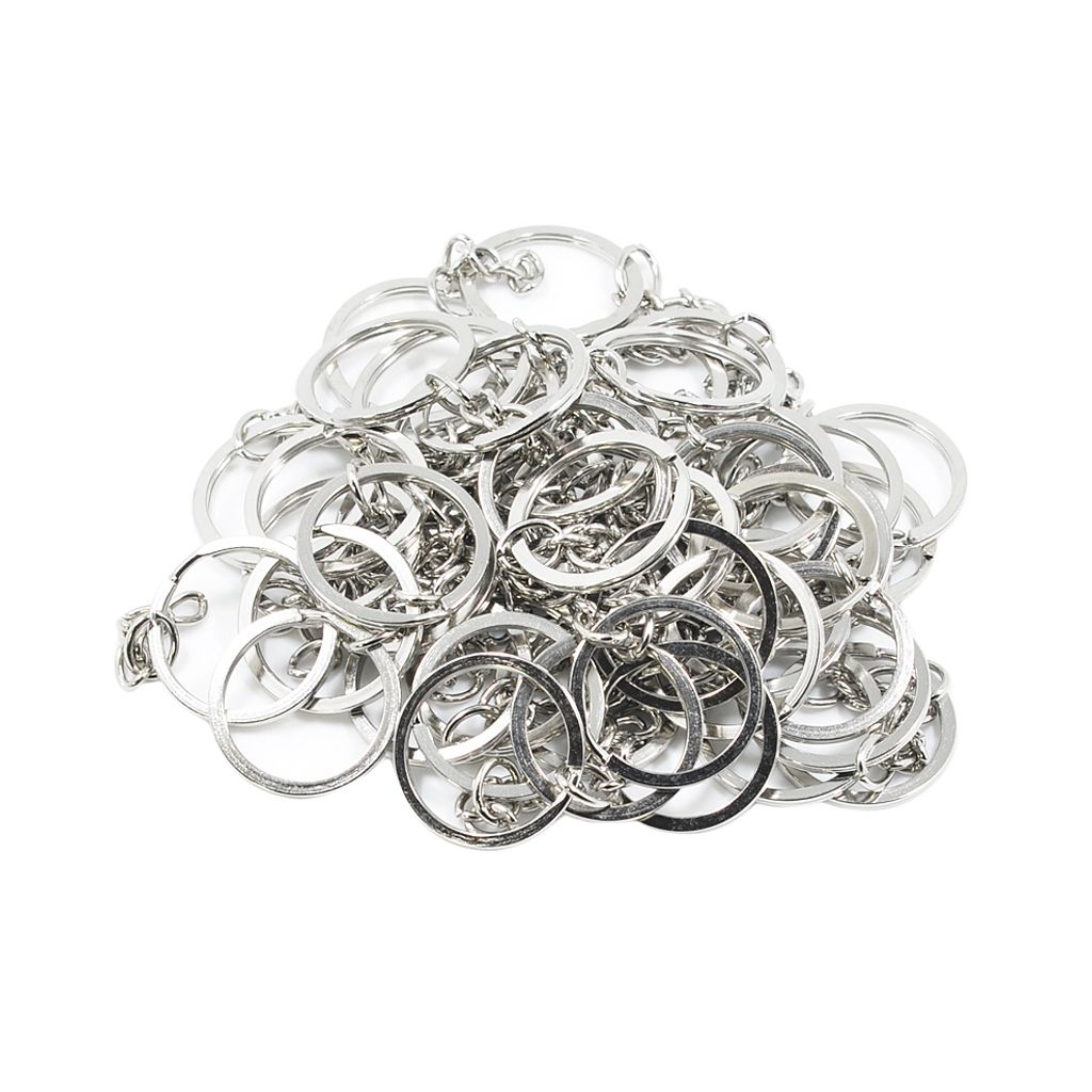 50Pc Split Key Rings With Chain Bulk For DIY Accessories Arts Crafts