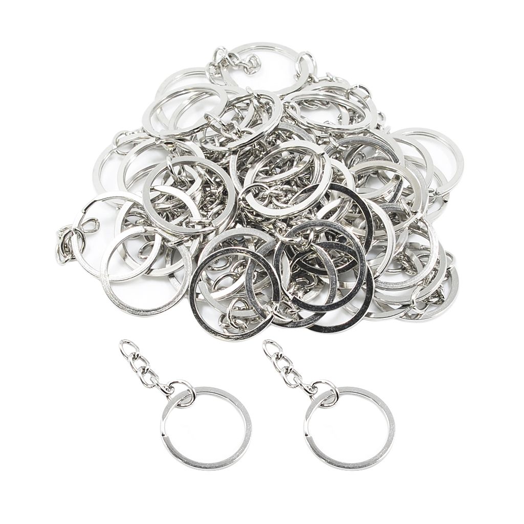 50Pc Split Key Rings With Chain Bulk For DIY Accessories Arts Crafts