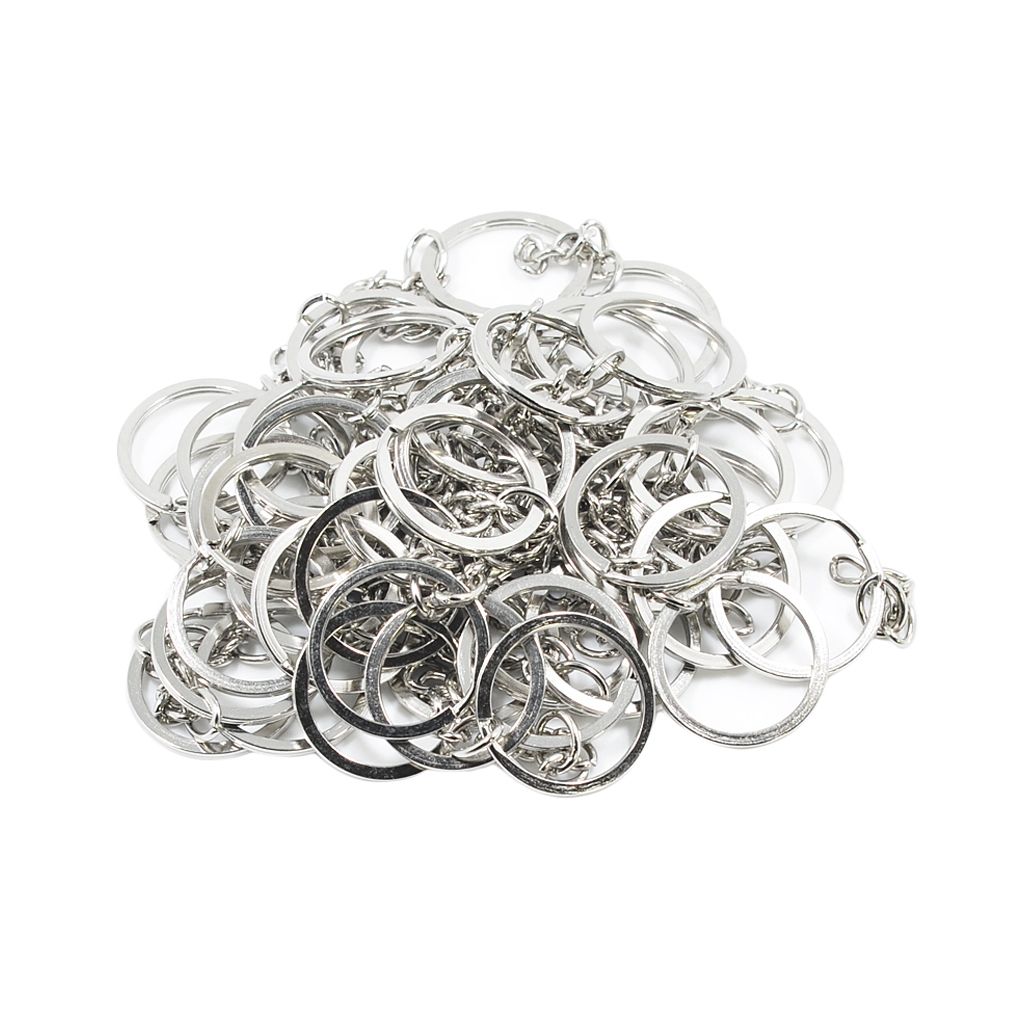 50Pc Split Key Rings With Chain Bulk For DIY Accessories Arts Crafts