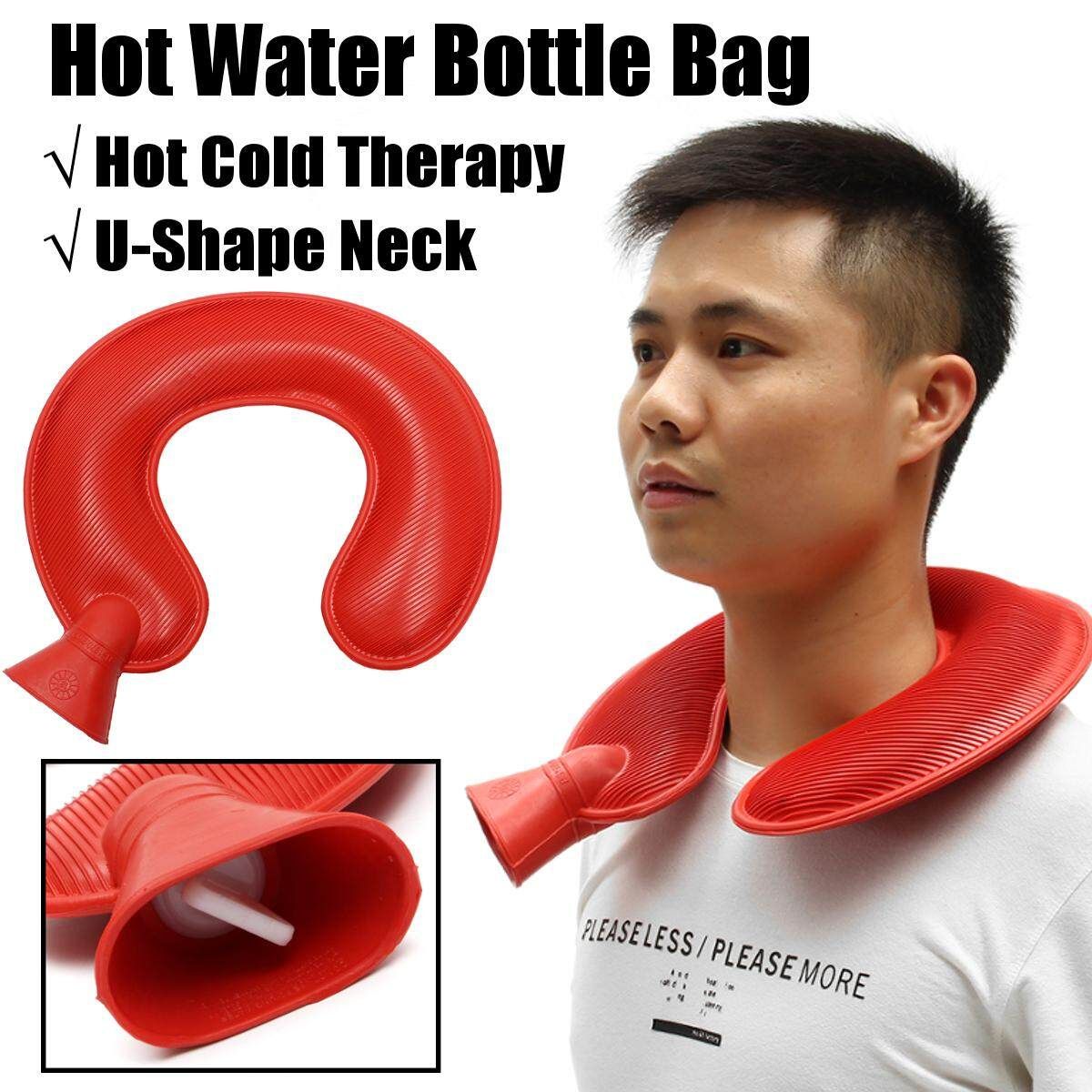 New Speciality Hot Water Bottle RED Rubber Bag Hot Cold Therapy U-Shape Neck
