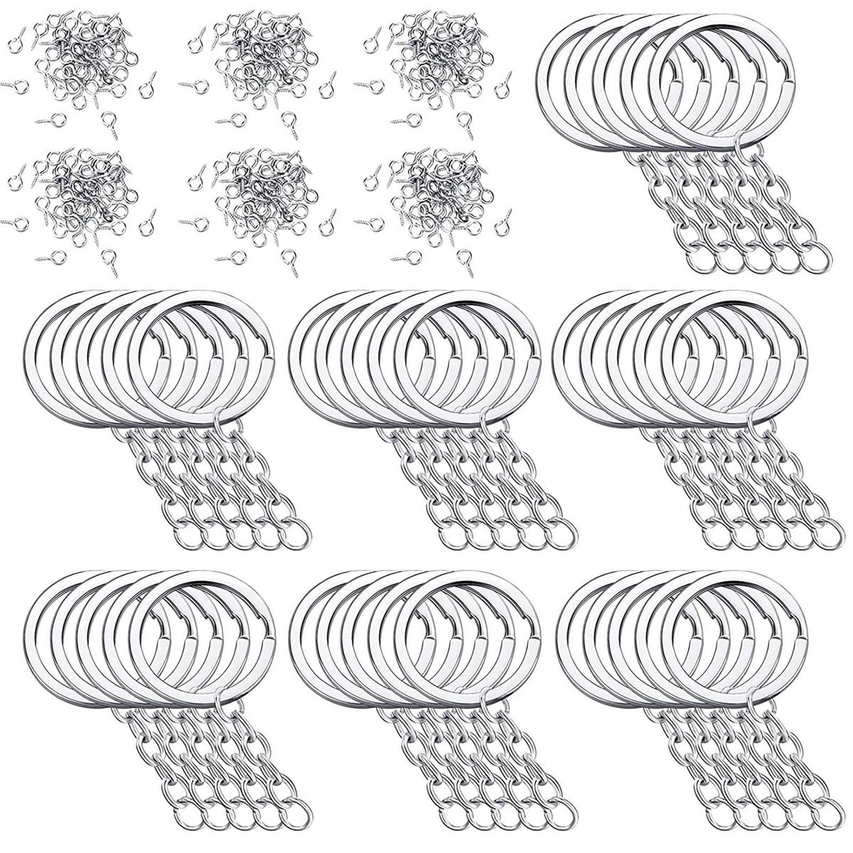 250pcs 25mm Split Key With Extend Chain Screw Eye Pin For