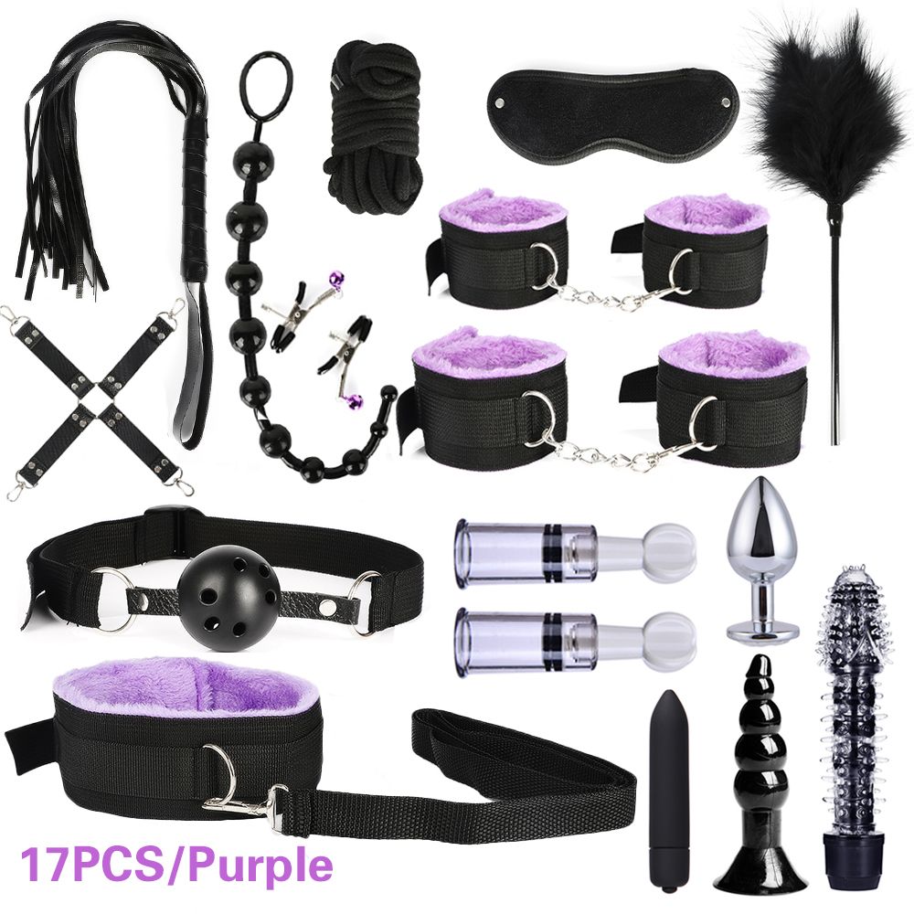 Sex Bondage 17pcs Pack BDSM Restraints Adult Sex Anal Toys