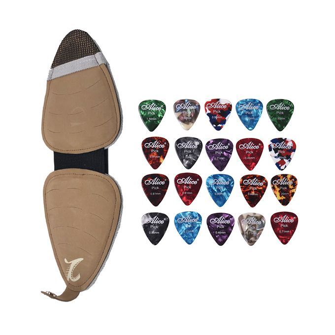 PU Leather Guitar Picks Holder Case Bag Large Capacity With