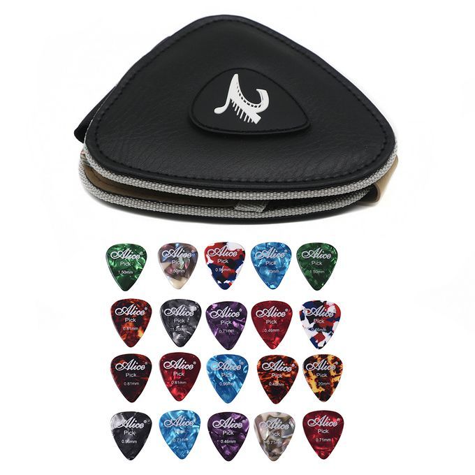 PU Leather Guitar Picks Holder Case Bag Large Capacity With