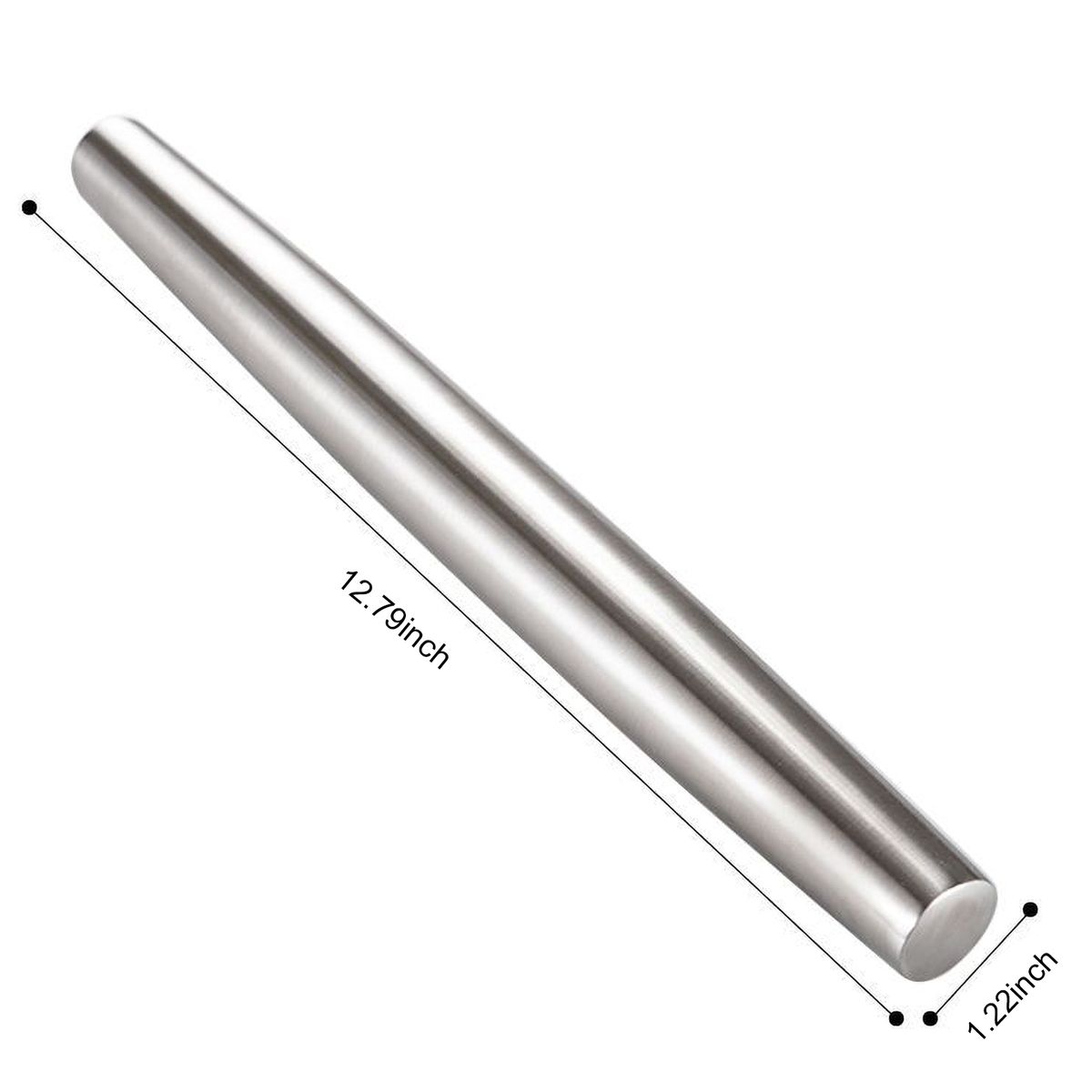 13 Inch Rolling Pins Smooth Stainless Steel Tapered Design